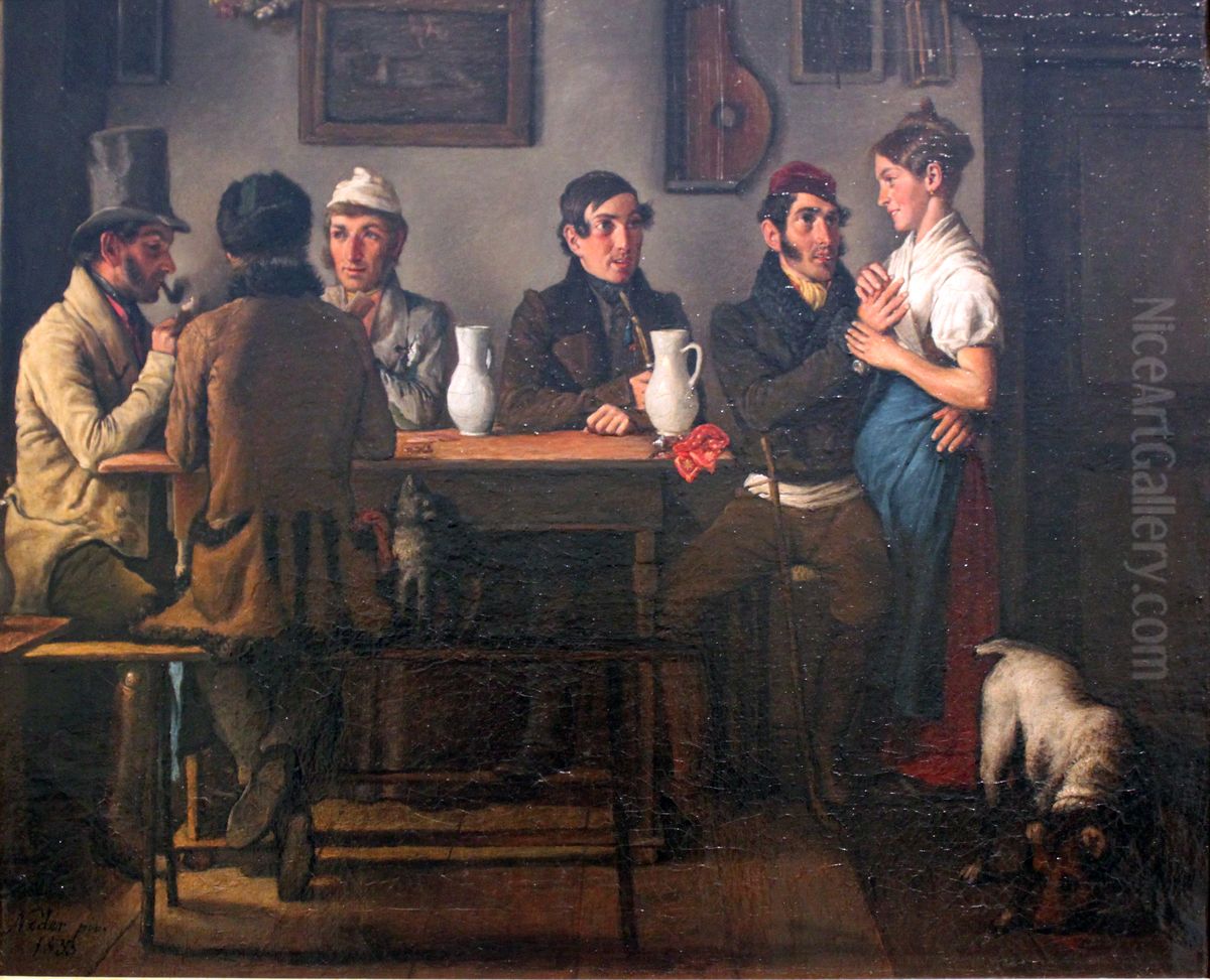 Im Gasthof Oil Painting by Johann Michael Neder