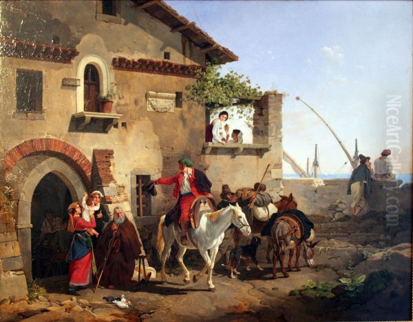 Farewell to the Osteria Oil Painting by Peter von Hess