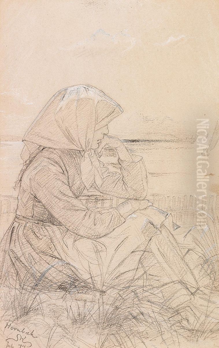 Fiskerpige i klitterne. Oil Painting by Peder Severin Kroyer