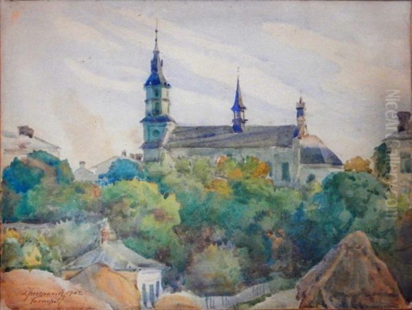 Kosciol Jezuitow w Tarnopolu Oil Painting by Wladyslaw Szczepanik