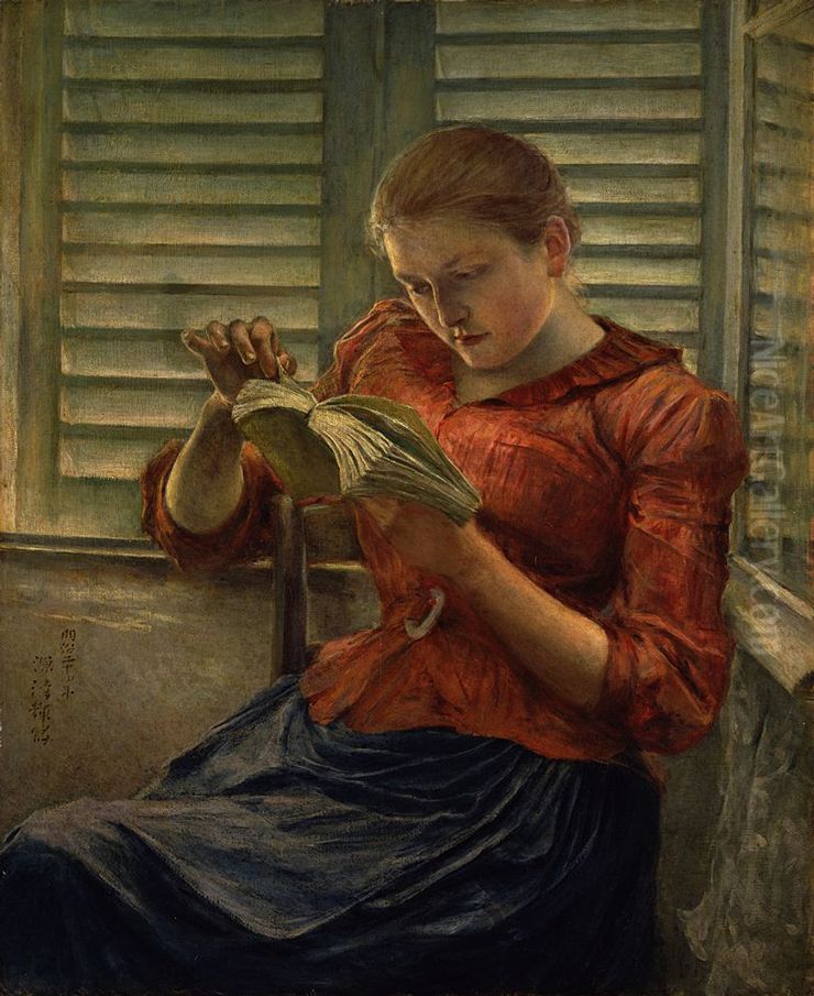 Reading Oil Painting by Kuroda Seiki