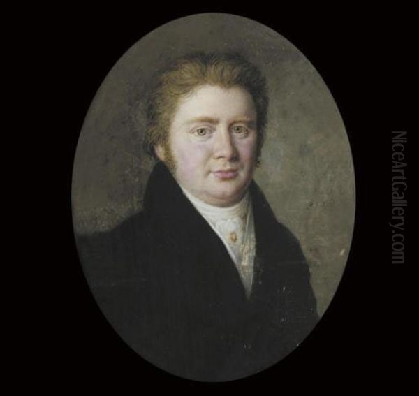 A Gentleman, In Black Coat And White Waistcoat, A Gold Stickpin In His White Cravat, Fair Hair Oil Painting by Frederik Christian Camradt