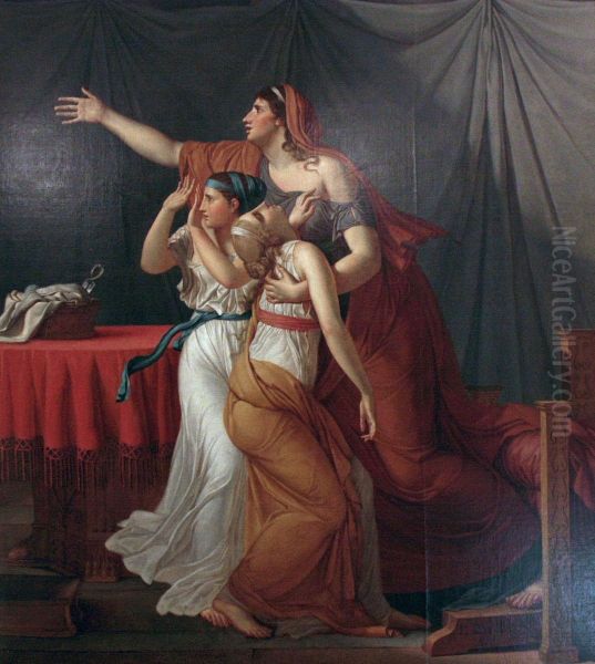 La femme et les filles de Brutus Oil Painting by Jacques-Louis David