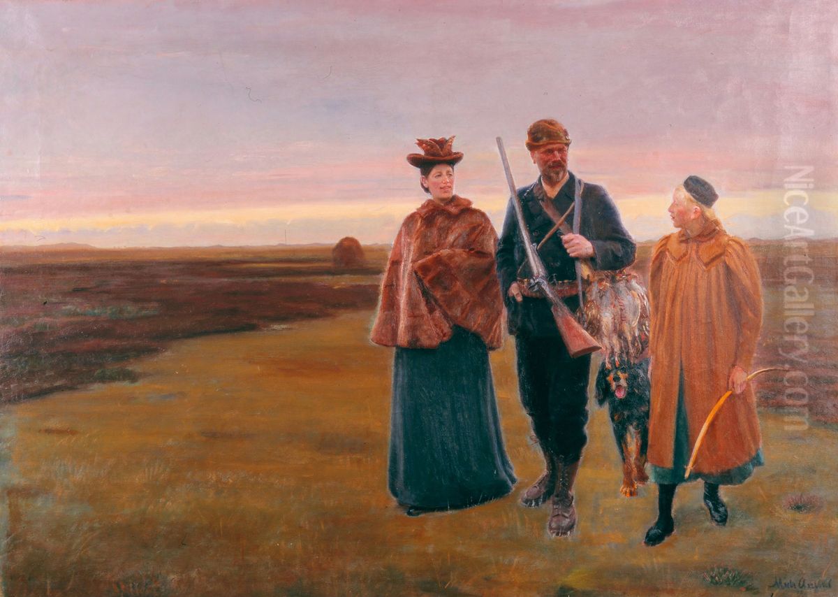 Home from the shoot. Oil Painting by Michael Peter Ancher