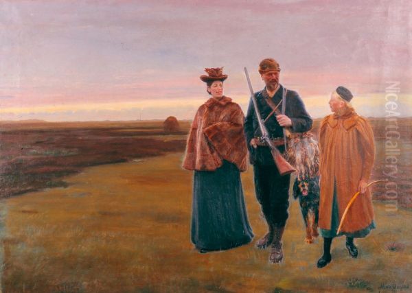 Hjem fra jagten. Oil Painting by Michael Peter Ancher