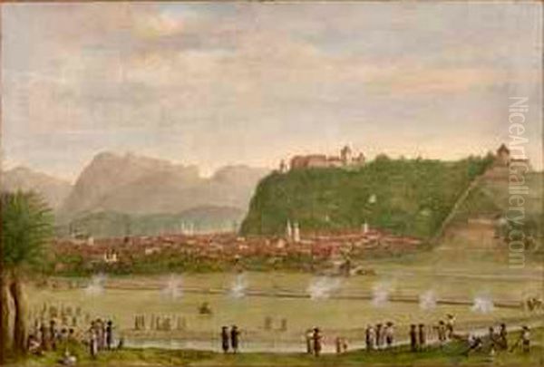 Pogled na Ljubljano s Tivolija Oil Painting by Andreas Herrlein