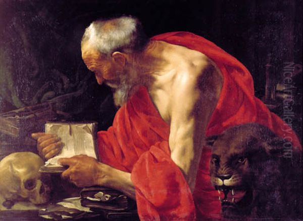Marcus Evangelist/ Hieronymus Oil Painting by Hendrick Ter Brugghen