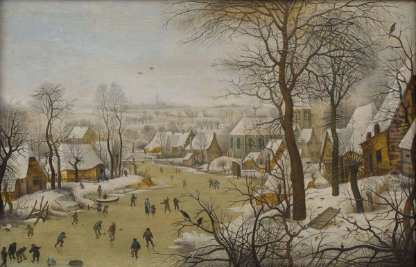 Winterlandschap met vogelval Oil Painting by Pieter Brueghel the Younger