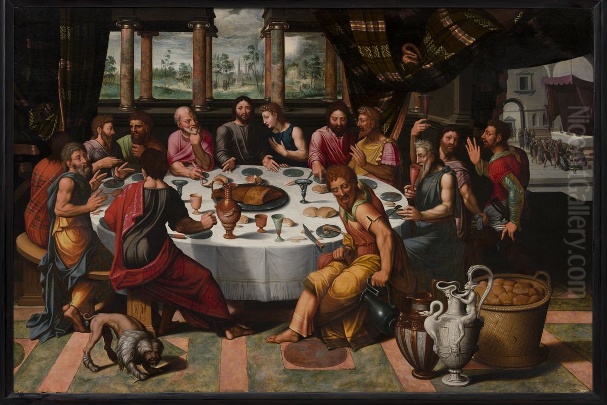 Het laatste avondmaal Oil Painting by Hans Eworth