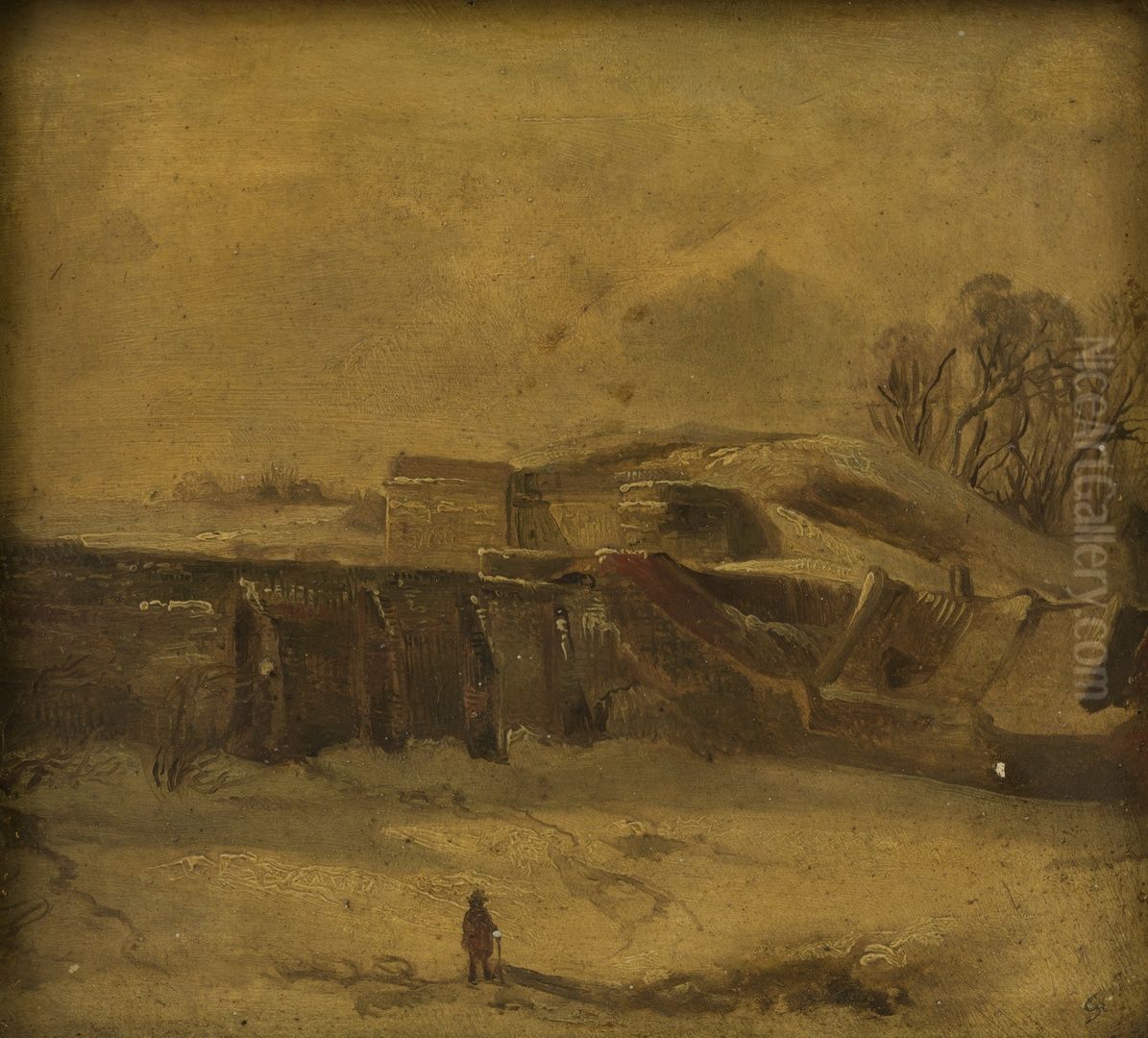 Vestingwerken te Maastricht achter Jezuietenklooster Oil Painting by Alexander Schaepkens