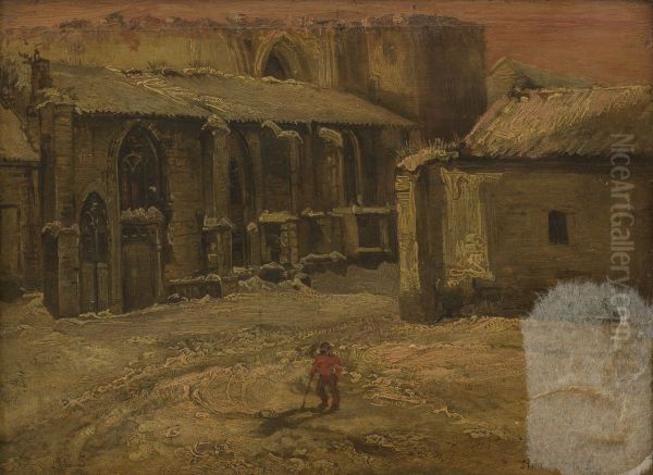 Ruine van de kerk van het St.Antoniusklooster te Maastricht Oil Painting by Alexander Schaepkens