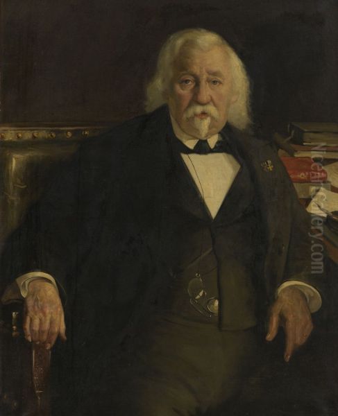 Portret van Philippe Jean Joseph Bogaert 1807-1894, kapitein artillerie en ingenieur van het mijn- en stoomwezen Oil Painting by Henri Goovaerts