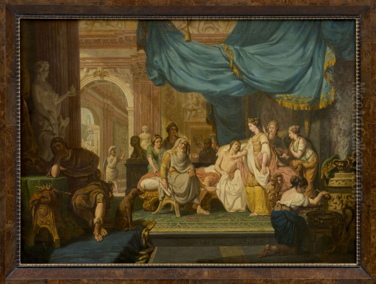 Seleucus doet afstand van Stratonice ten gunste van zijn zoon Antiochus Oil Painting by Jean Grandjean