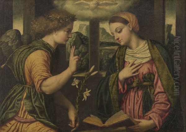 The Annunciation Oil Painting by Moretto Da Brescia