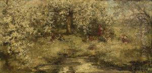 Romantisch landschap met figuren
