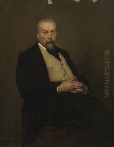 Portret van Mathijs Egidius Klijnen (1842-1923), deurwaarder Oil Painting by Henri Goovaerts