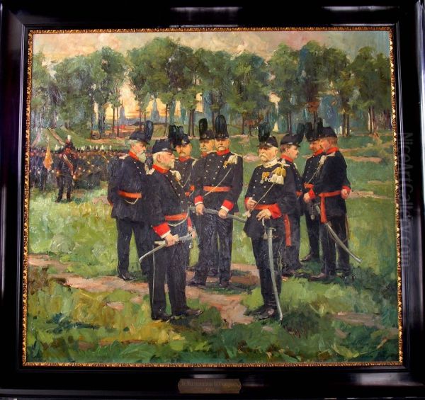 Schuttersstuk, Dienstdoende Schutterij Maastricht Oil Painting by Henri Goovaerts