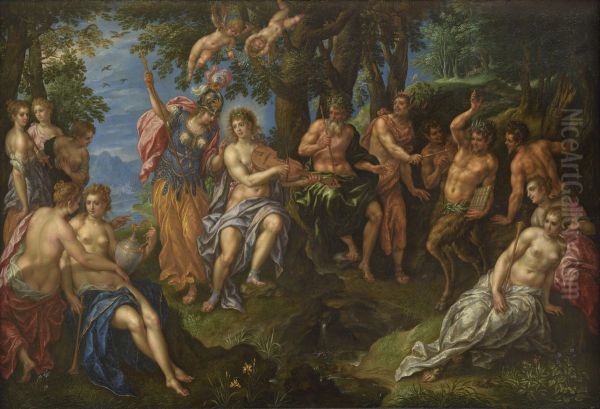 Het Midasoordeel Oil Painting by Hendrick De Clerck