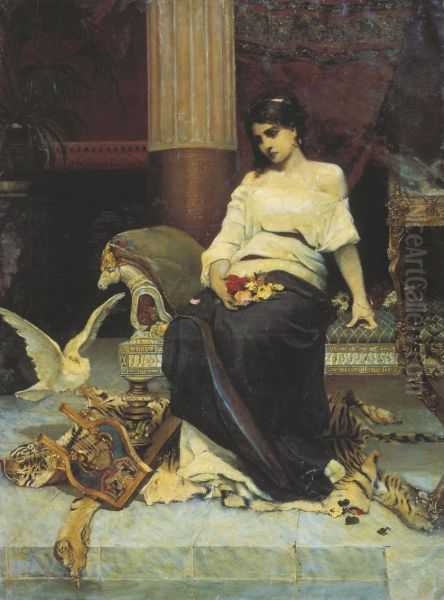 Lonely Roman Woman Oil Painting by Pavel Svedomsky