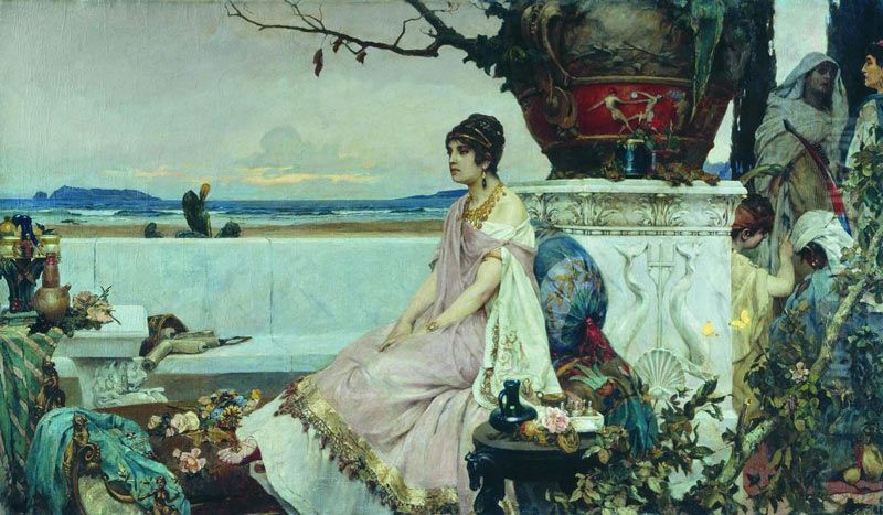 Roman Woman at a Reservoir Oil Painting by Pavel Svedomsky