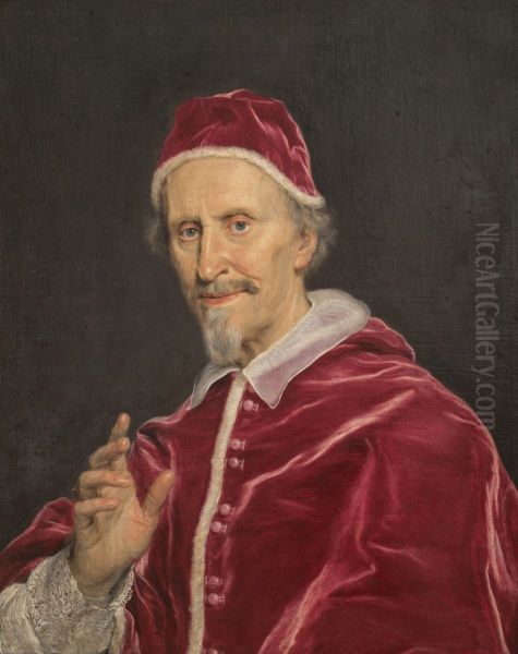 Portrait of Pope Clement IX Rospigliosi blessing Oil Painting by Giovanni Battista Gaulli