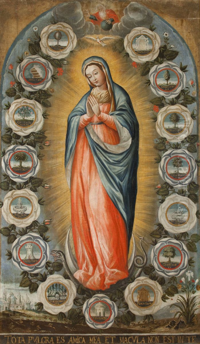Virgin Mary-Immaculata Surrounded by a Rosary from the Parish Church in Krosno Oil Painting by unknown