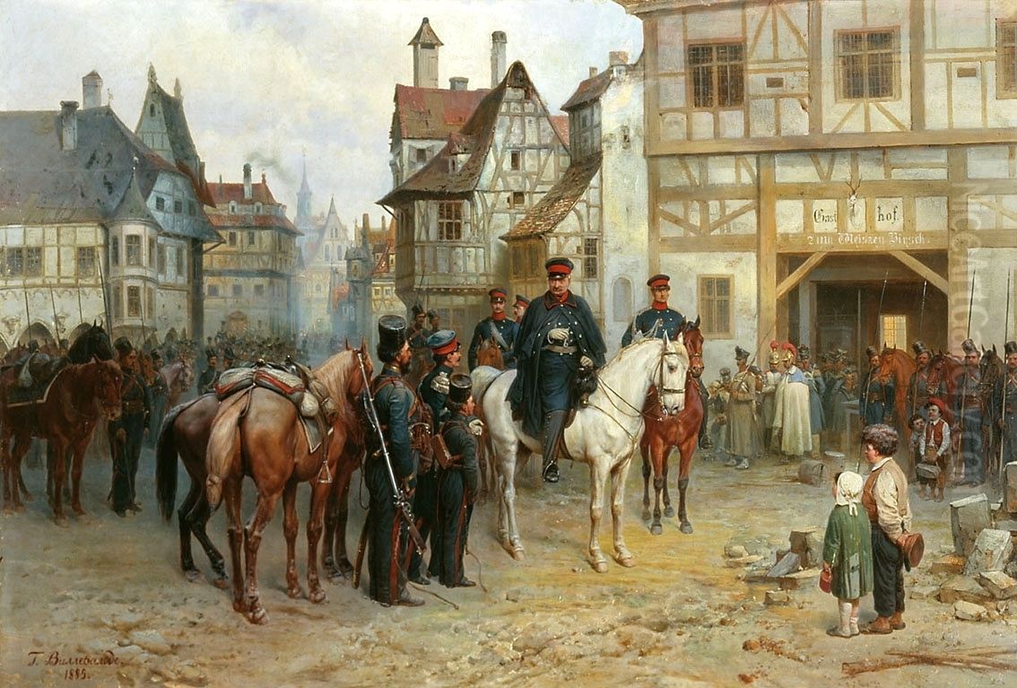 General Gebhard Leberecht von Blucherand Cossacks in Bautzen, 1813 Oil Painting by Bogdan Willewalde
