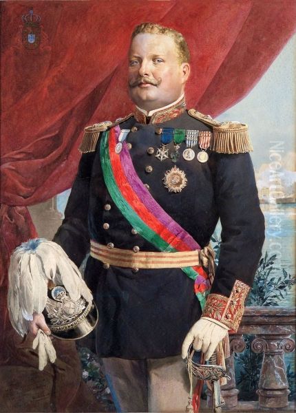 Retrato do rei D. Carlos I Oil Painting by Roque Gameiro