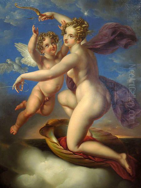 Venus   and  Cupid Oil Painting by Karl Agricola
