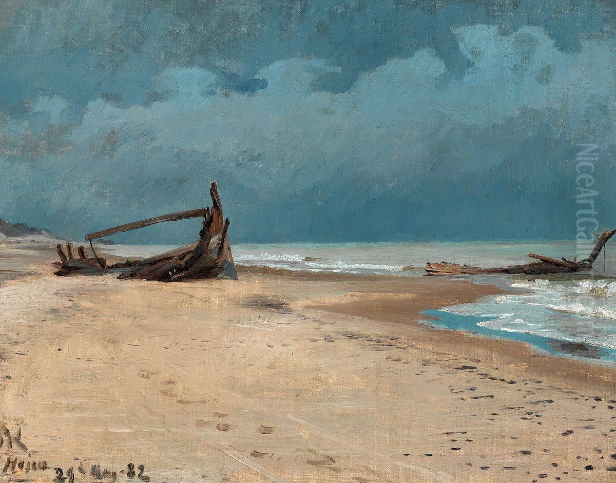 The beach at Hojen. Oil Painting by Peder Severin Kroyer