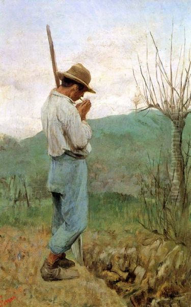 Il vangatore Oil Painting by Egisto Ferroni