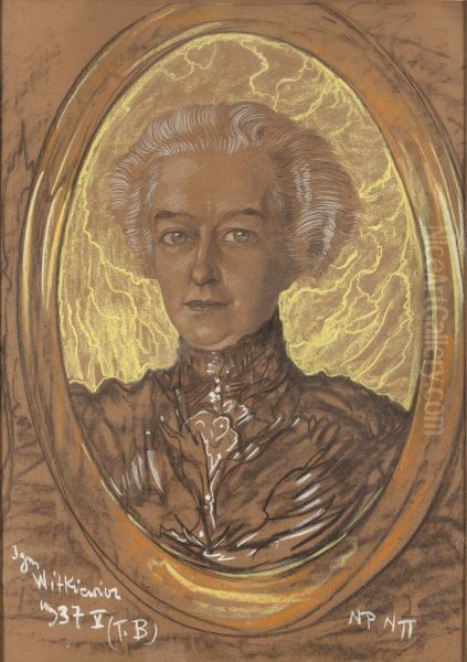 Portrait of Maria Wojciechowska-Bagienska Oil Painting by Stanislaw Ignacy Witkiewicz