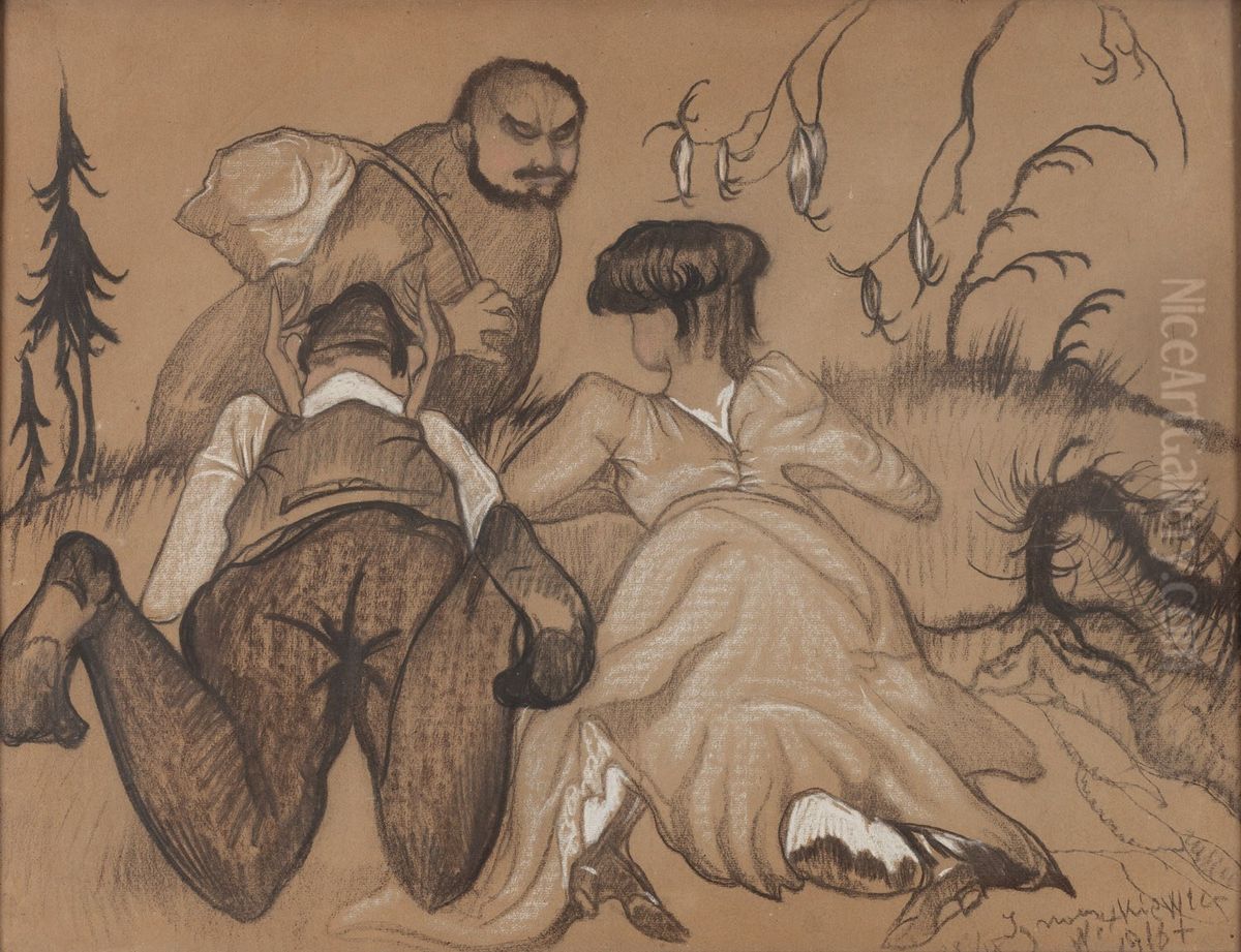 Composition with a lying couple Oil Painting by Stanislaw Ignacy Witkiewicz (Witkacy)