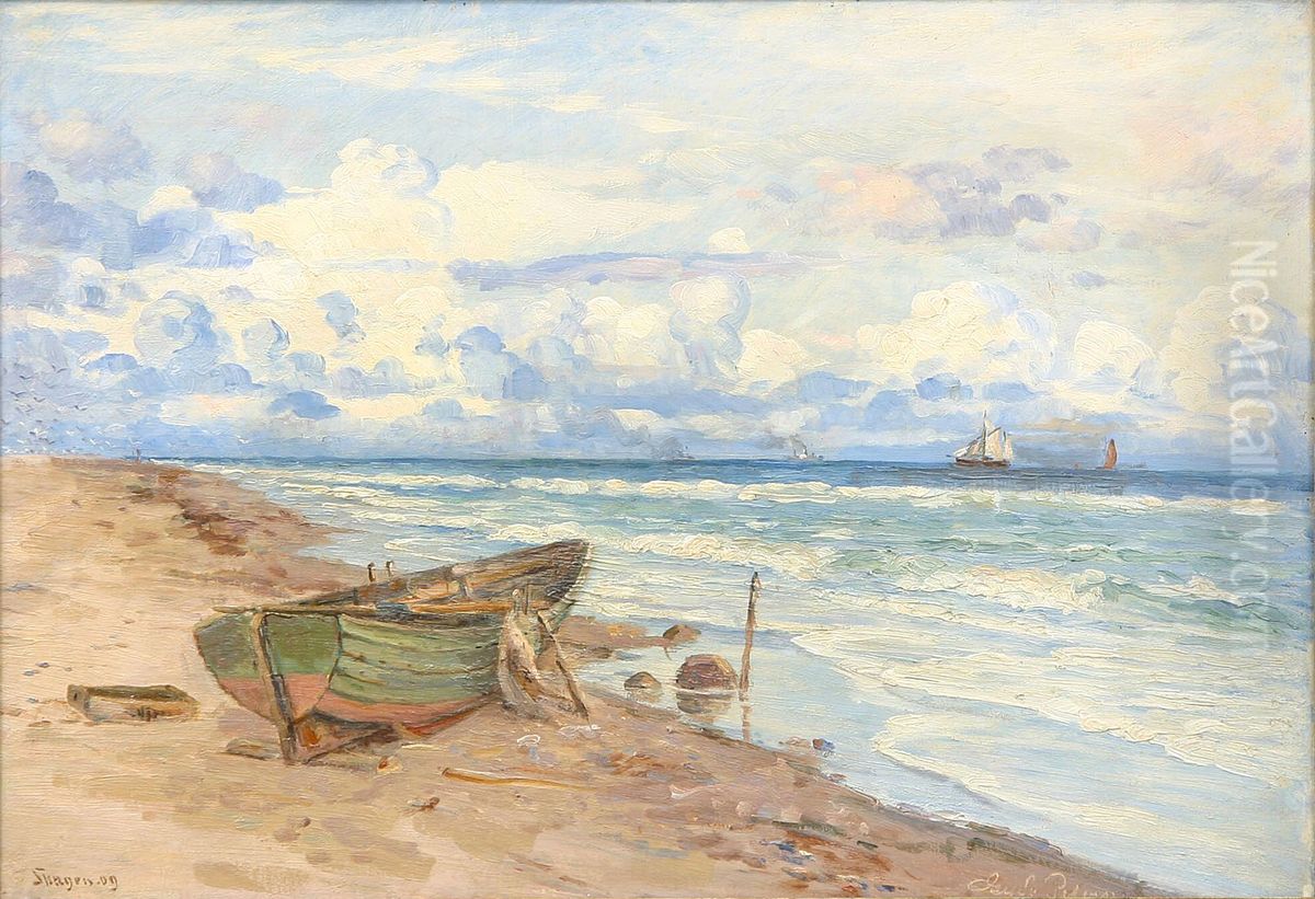 A view of Skagen Nordstrand. Oil Painting by Hans Gyde Petersen