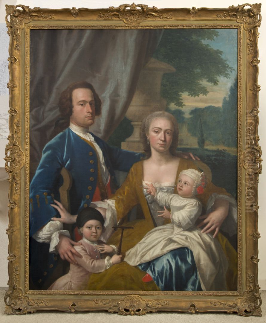 Anthony Ewout Sichterman, zijn vrouw Josina Petronella Alberda en hun zonen Mello en Albert Galenus Sichterman, Oil Painting by Philip van Dijk