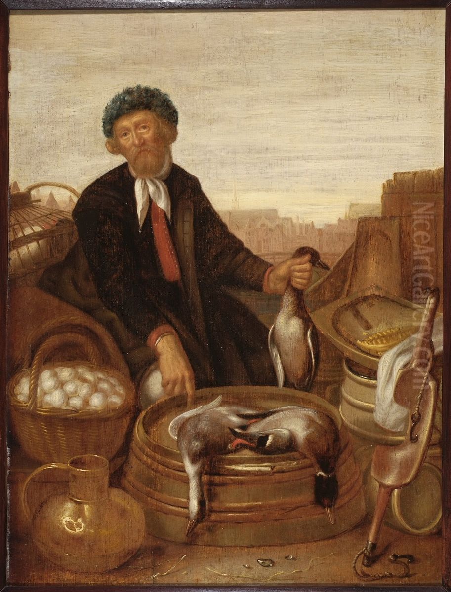 Gevogelte verkoper. Oil Painting by Hendrik Martenszoon Sorgh