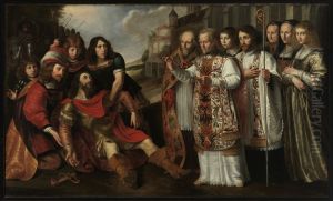 Pieter Purmerent als de Heilige Bernard van Clairvaux die Hertog Willem X van Aquitanie bekeert.