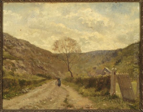 Landweg in Frans berggebied. Oil Painting by Thomas Couture