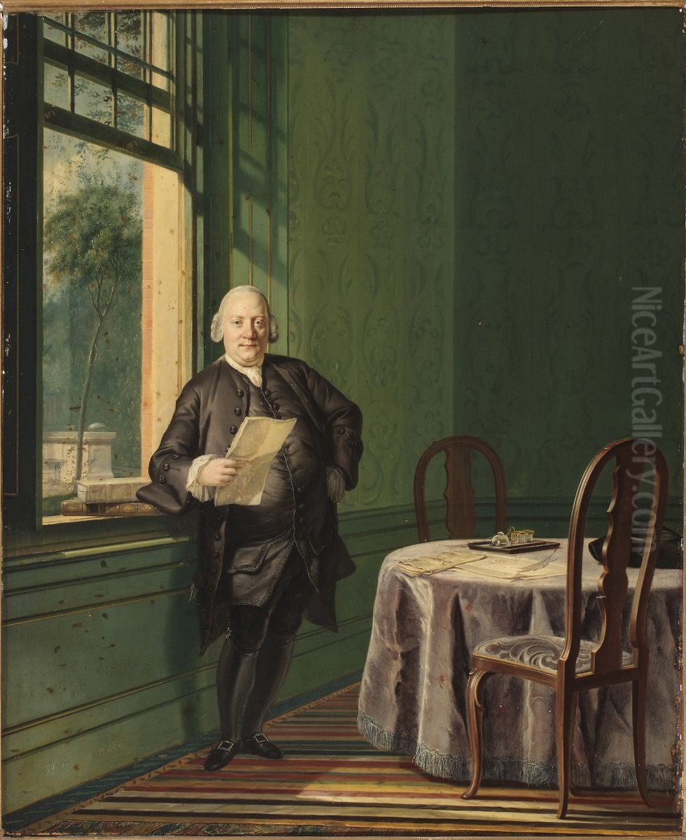 Portret van een Heer, de Heer Krook van Harpen. Oil Painting by Hendrik Pothoven