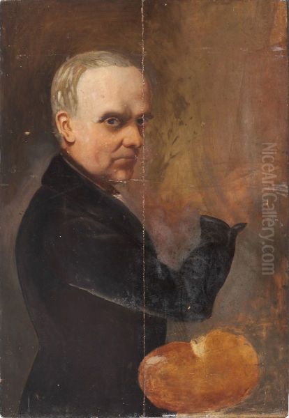 Zelfportret van een schilder (Cornelis Borsteegh?). Oil Painting by Cornelis Borsteegh