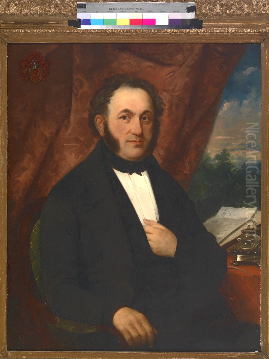 Portret van burgemeester N. IJzendoorn. Oil Painting by Petrus Theodorus Van Wijngaerdt