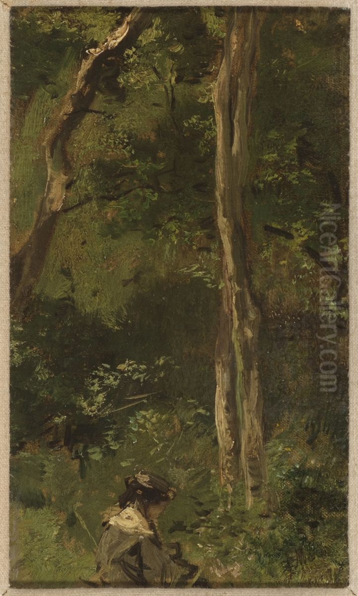 Dame in het bos. Oil Painting by Jacob Maris