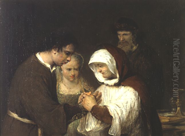 VERVALLEN (retour eigenaar) (De zegening van Tobias), Oil Painting by Arent de Gelder