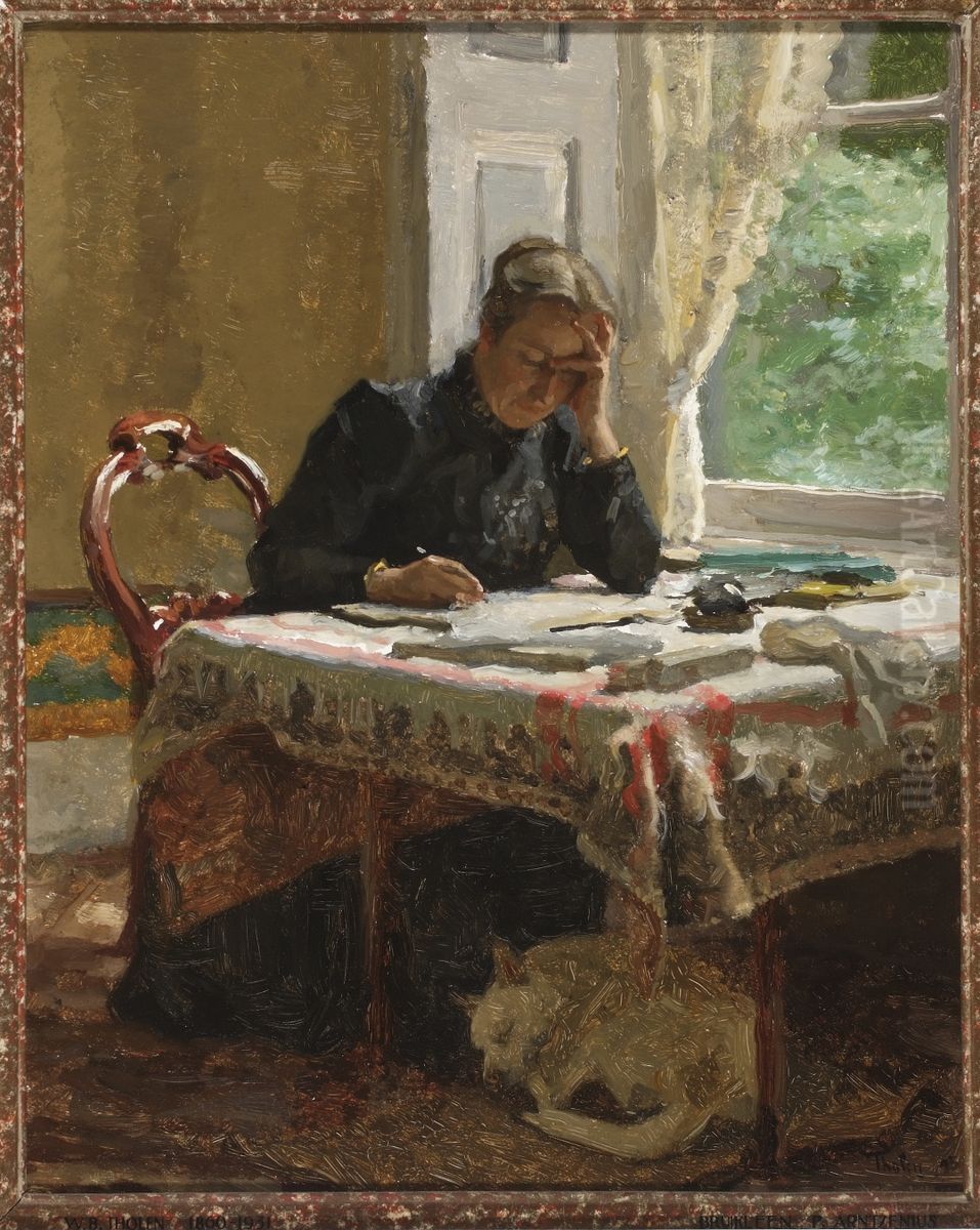 Portrait of Jacoba Suzanna Muller (1843-1918) Oil Painting by Willem Bastiaan Tholen