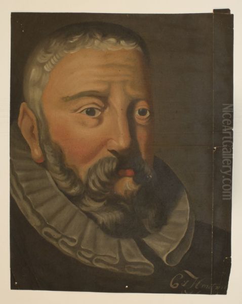 Portret van Cornelis Houtman. Oil Painting by Johannes Jacobus Bertelman