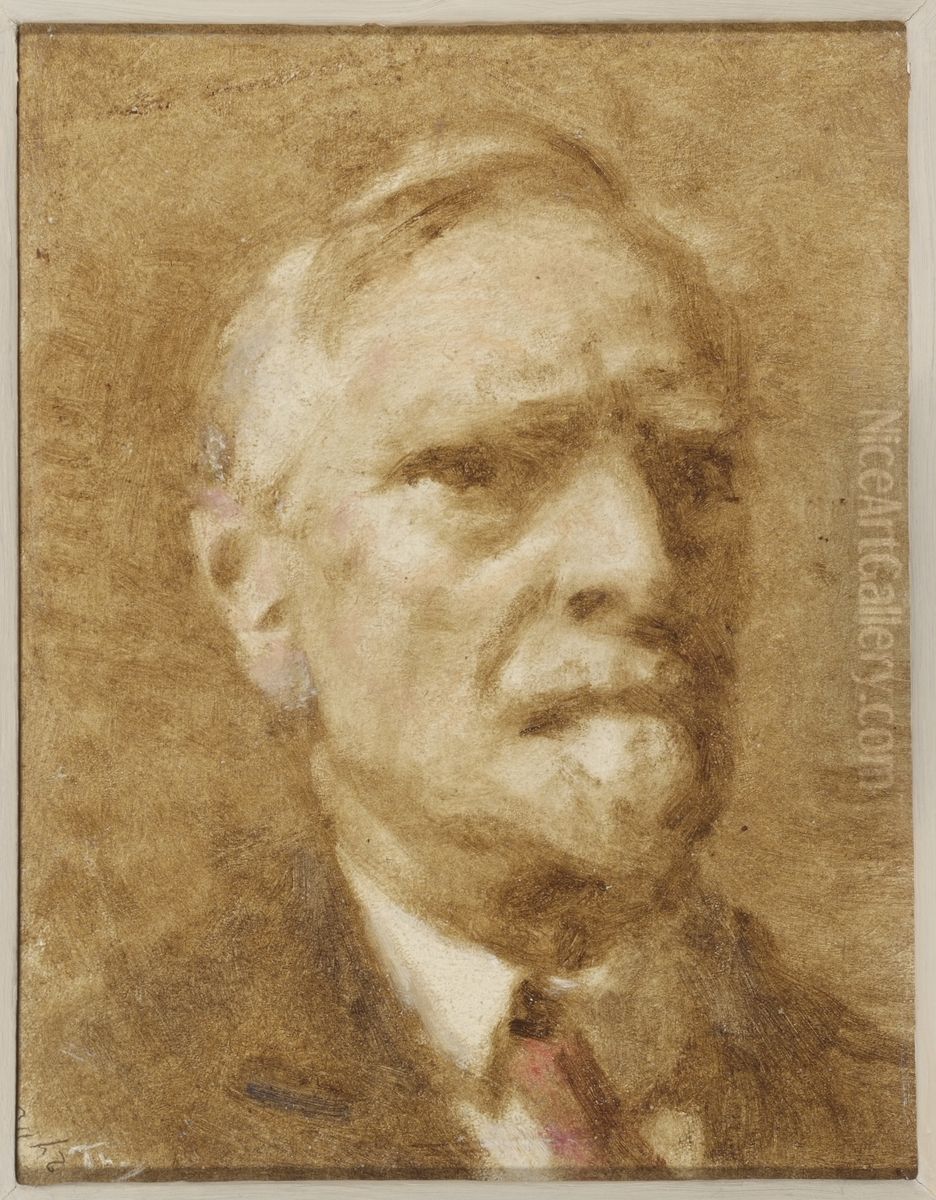 Self portrait of Willem Bastiaan Tholen (1860-1931) Oil Painting by Willem Bastiaan Tholen