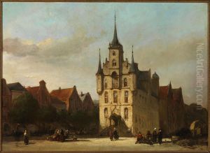Gezicht op het stadhuis van Gouda.
