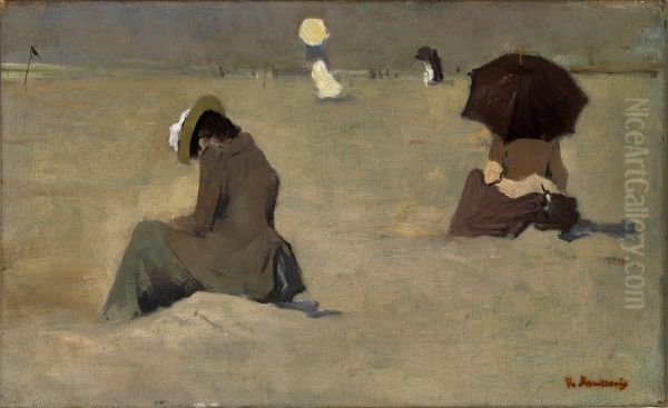 Strandgezicht bij Scheveningen. Oil Painting by Floris Arntzenius