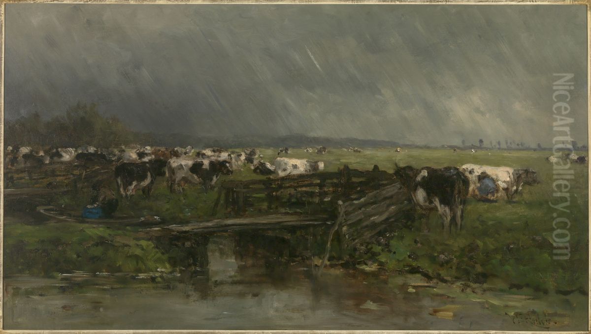 Stortbui nabij Gouda. Oil Painting by Willem Roelofs