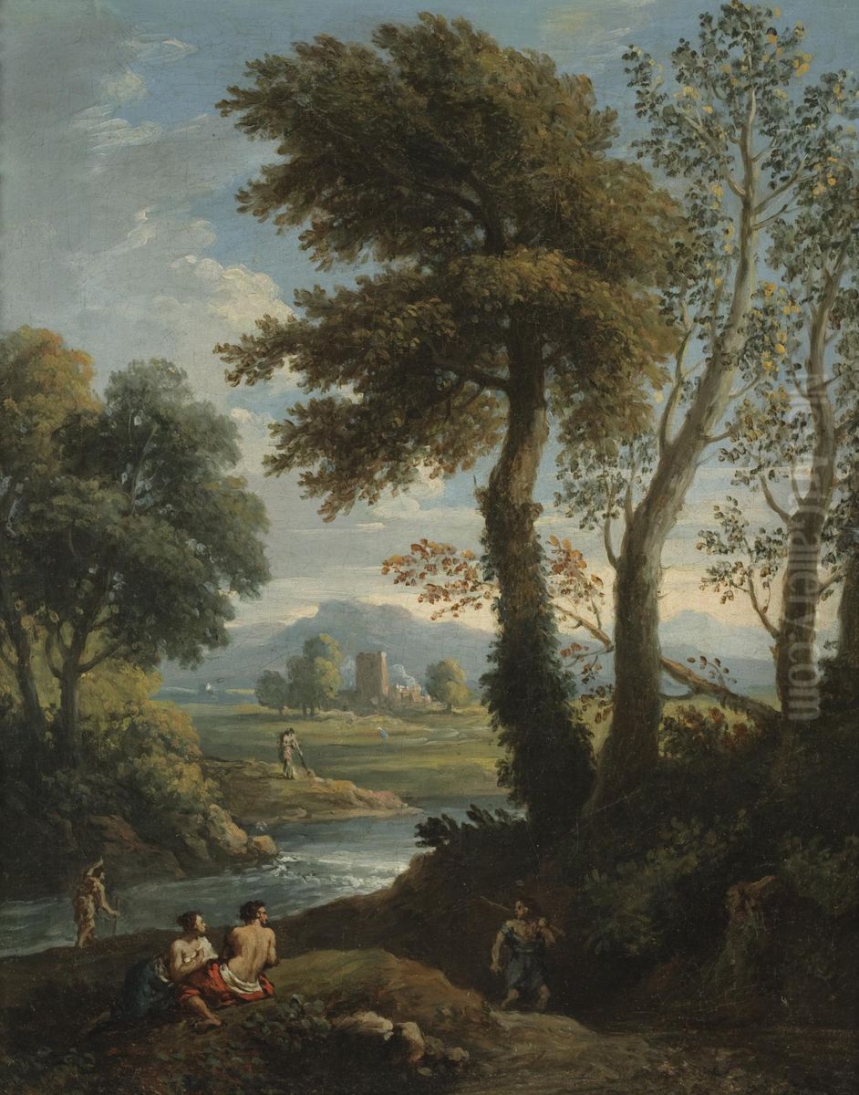 Idyllic Landscape Oil Painting by Jan Frans van Bloemen